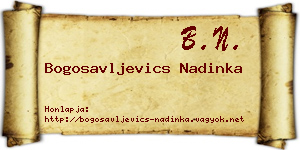 Bogosavljevics Nadinka névjegykártya